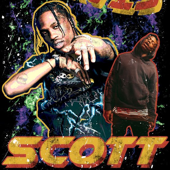 Vintage Inspired Black Travis Scott Rap Tee - Picture 3 of 3